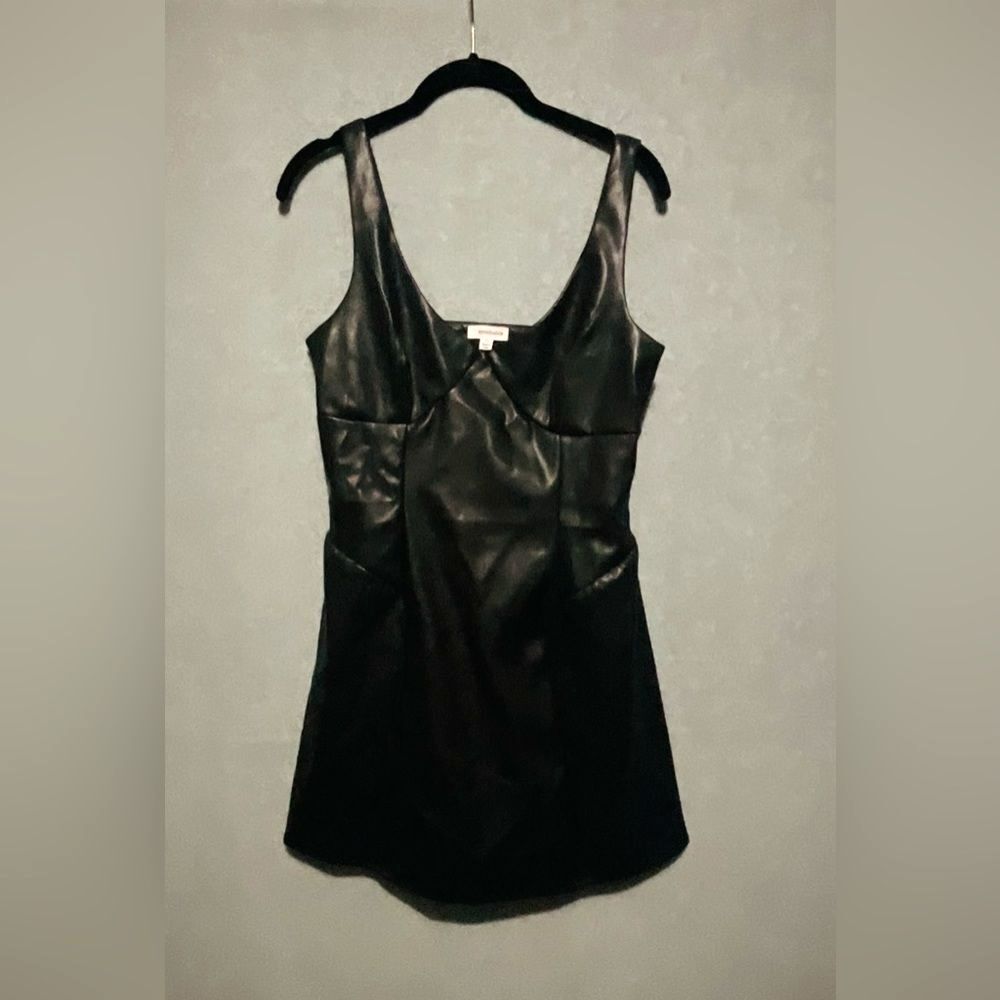 Eyeshadow Faux Leather V-Neck Mini Dress Black Size Large Edgy Chic Bodycon L